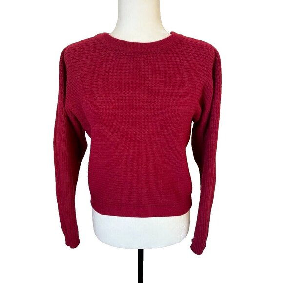 BIANCO & BLU Italy Sweater Size Small Merino Wool Cashmere Blend Ribbed Knit Red - Picture 1 of 7
